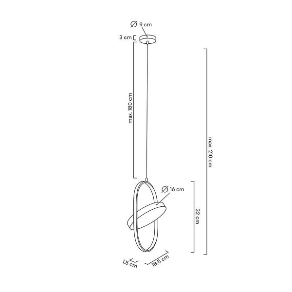 Lampa wisząca SPINNER 19 czarna - Moosee